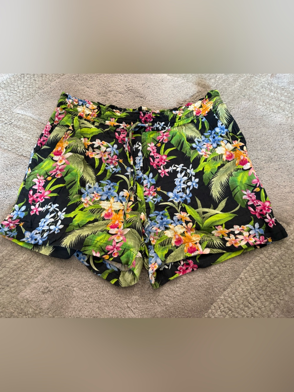 Tommy Bahama Black Tropical Floral Athletic Shorts